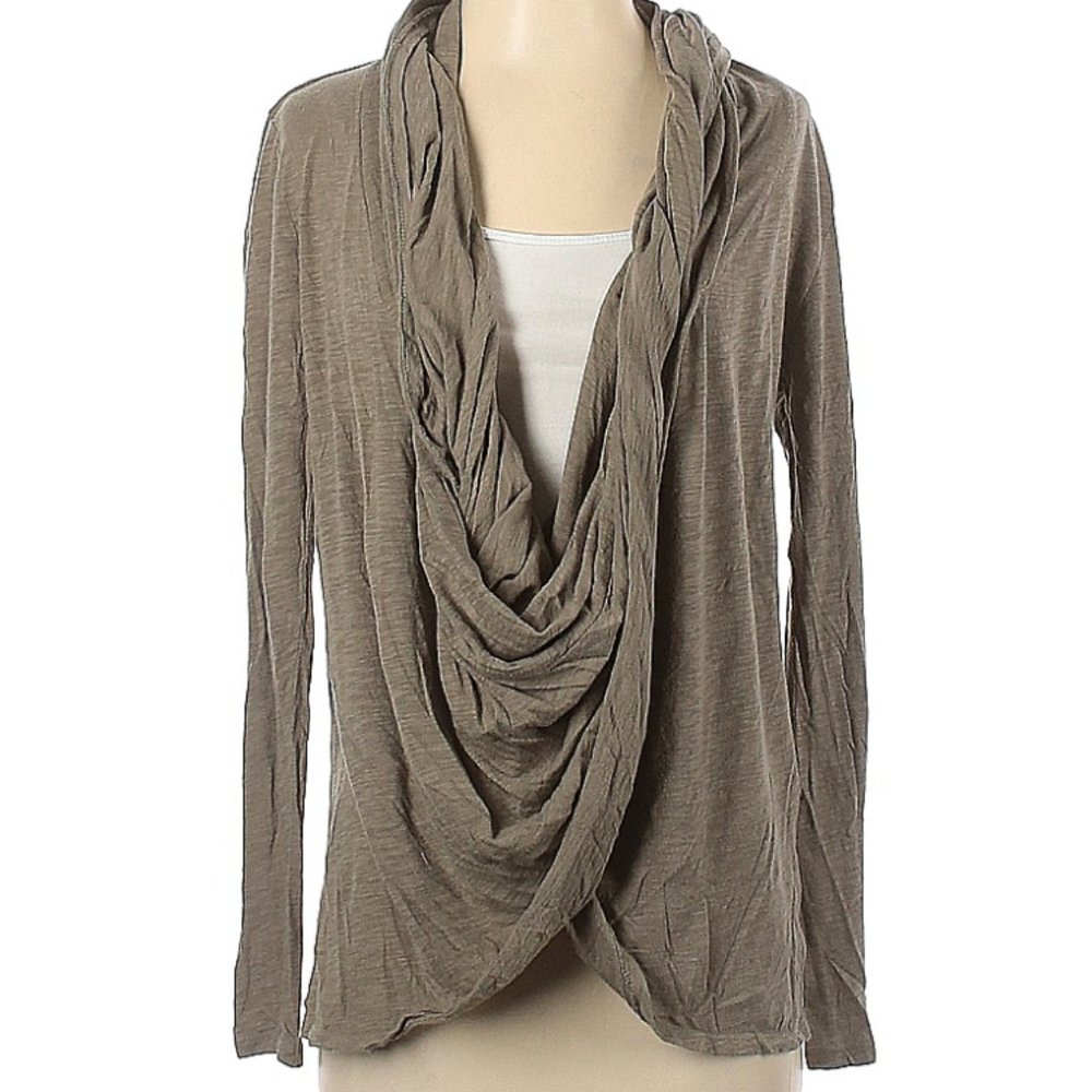 DKNY Tan Drape Cardigan